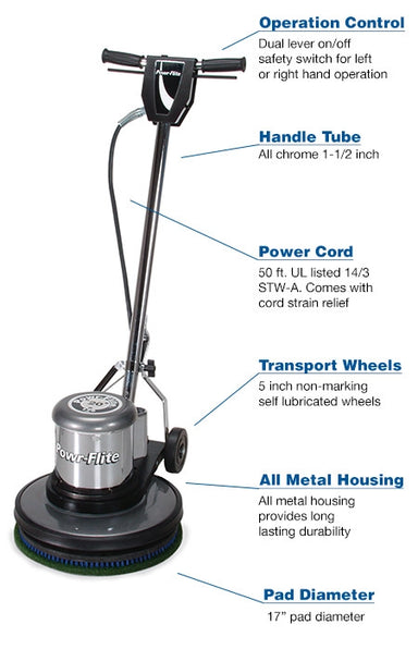 Powr-Flite Classic Metal Floor Machine 17" 1.5 hp C171HD_2