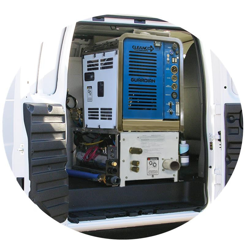Cleanco Guardian Slide-In Truckmount installed in van