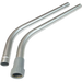 Two metal pipes with a gray fitting on a white background
