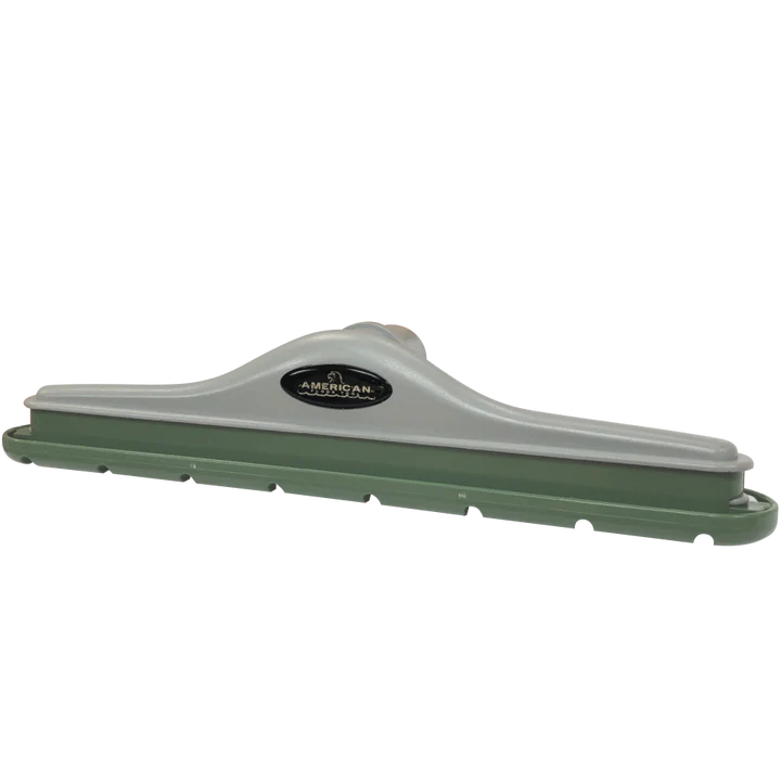 Green and gray pool skimmer with 'American Pool Supply' logo on a white background
